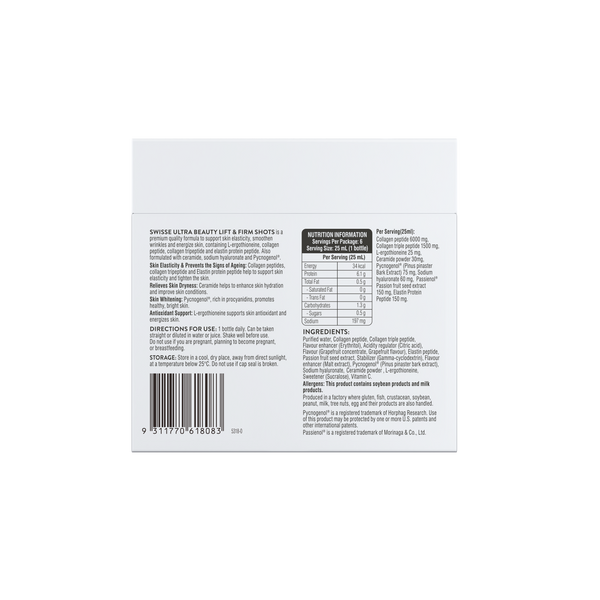 SWISSE ULTRA BEAUTY LIFT & FIRM SHOTS 25 mL x 6 BOTTLES