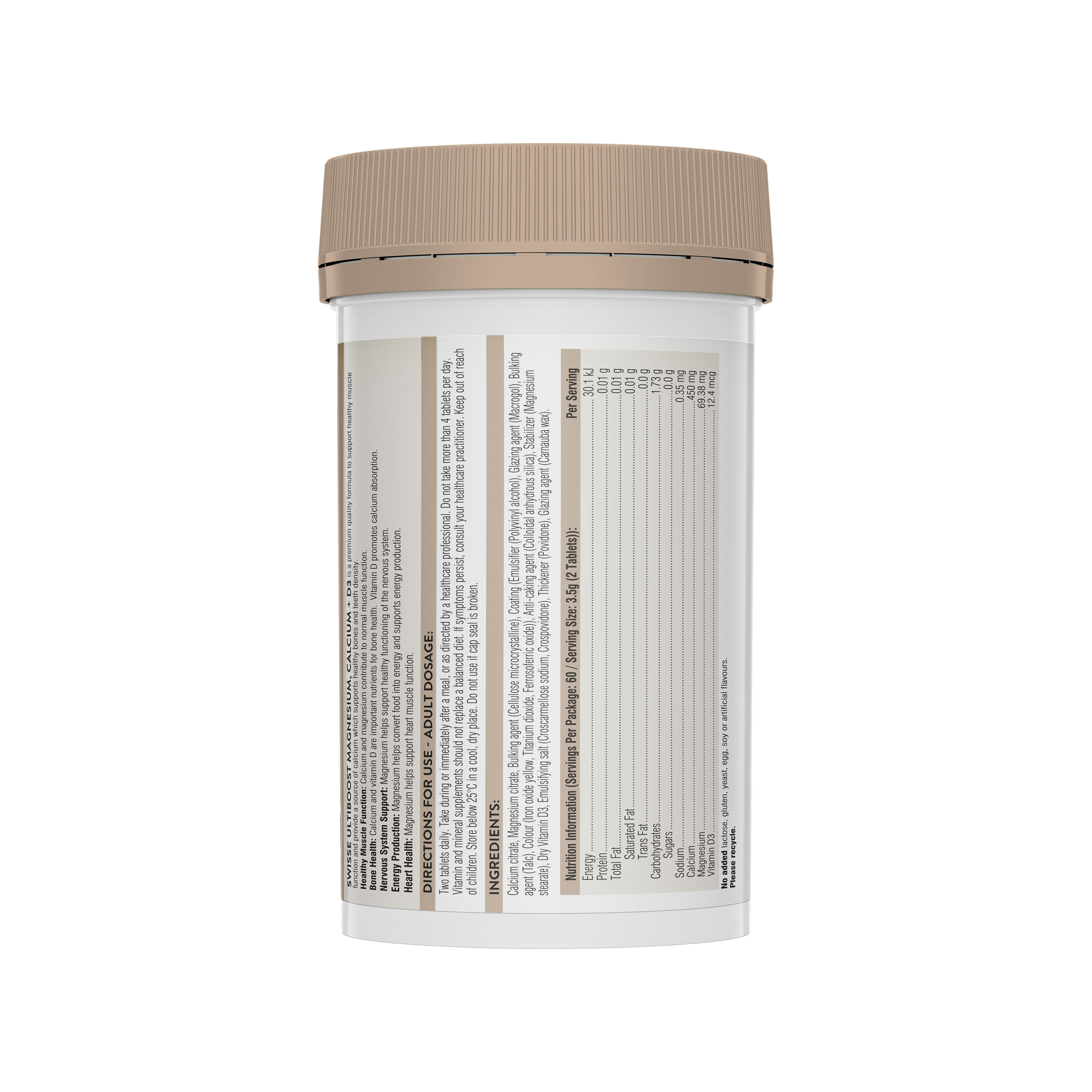 Swisse Ultiboost Magnesium, Calcium + D3 120 Tablets